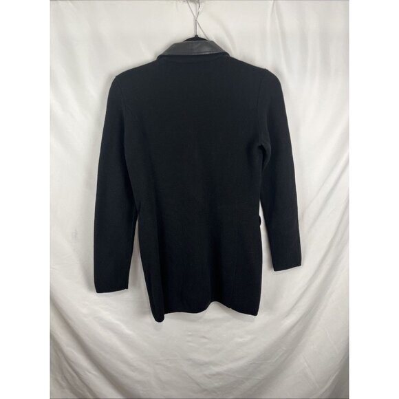 Lauren Ralph Lauren Black Sweater Blazer w/ Faux Leather Trim Womens Size XS - Picture 6 of 9
